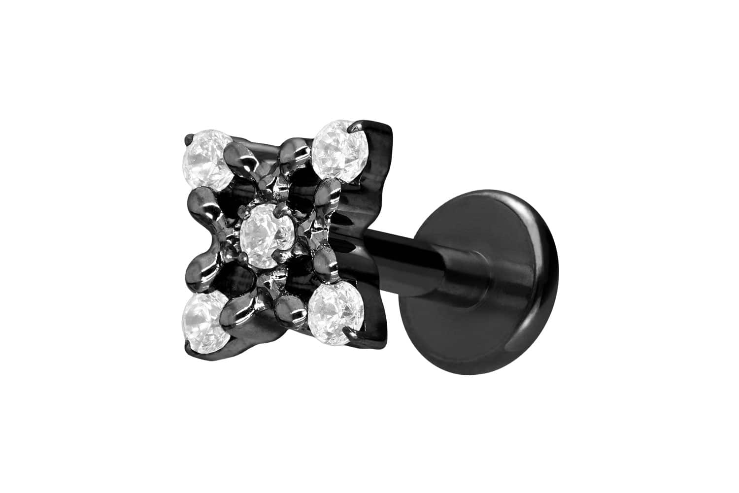 Titan Labret Piercing mit Innengewinde KRISTALLBLUME